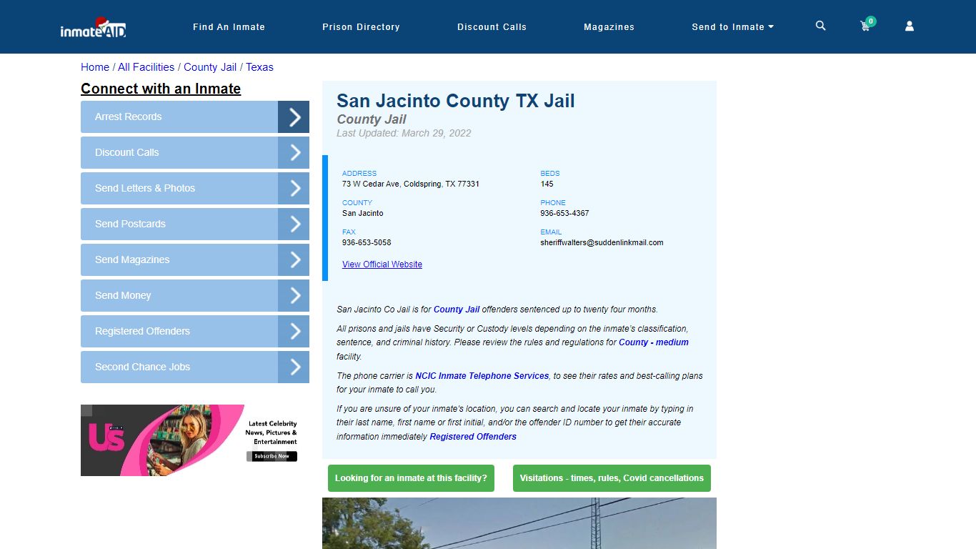San Jacinto County TX Jail - Inmate Locator - Coldspring, TX